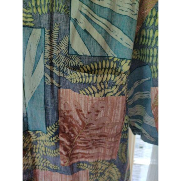 Koa Road Men's Hawaiian Leaf Primt Shirt Greens&Browns Pocket Match Fabric Sz XL - Picture 4 of 7